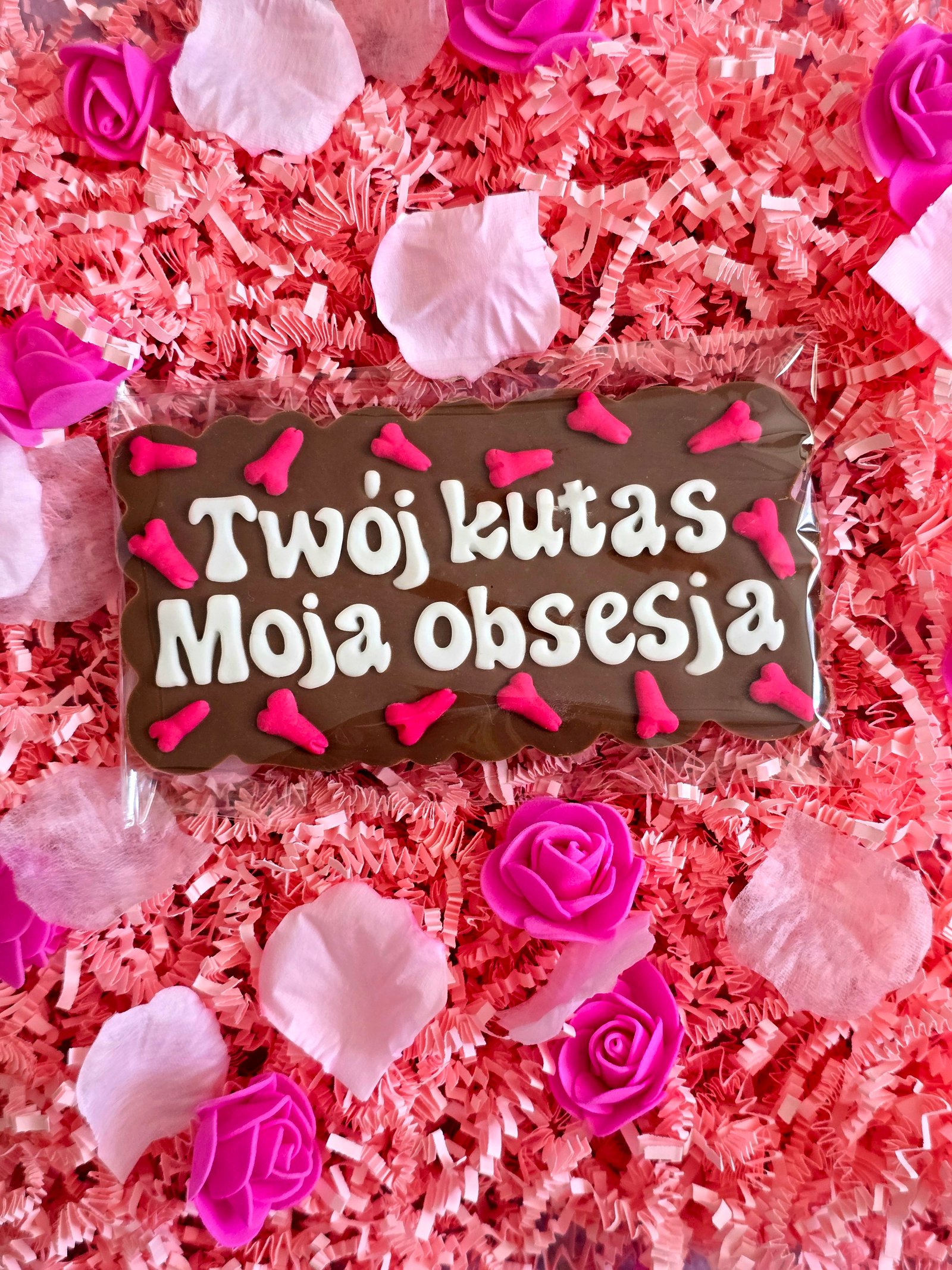 Personalizowana czekolada z napisem Twój kutas moja obsesja